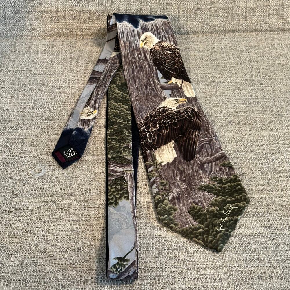 Endangered Species tie by Rod Frederick 1996 "The Nesting Call" bald eagles VTG